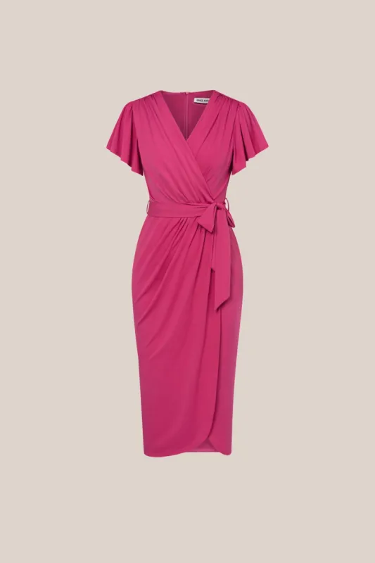 GK Women Ruched Party Dress Short Sleeve V-Neck Wrap Hem Bodycon Midi Dress sold by Grace Karin