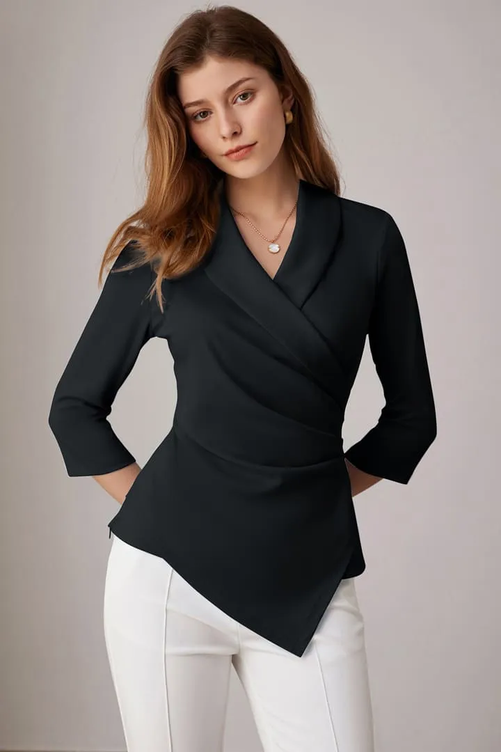 Casual V Neck 3/4 Sleeve Asymmetrical Tops sold by Grace Karin product image thumbnail 4