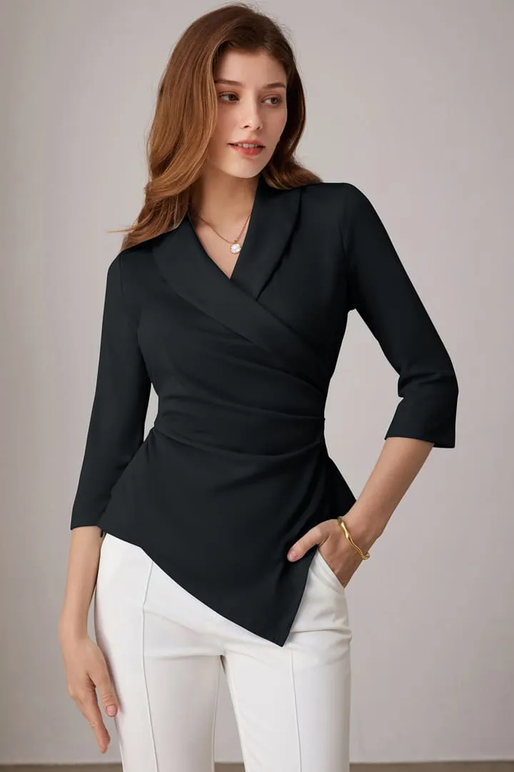 Casual V Neck 3/4 Sleeve Asymmetrical Tops sold by Grace Karin product image thumbnail 5