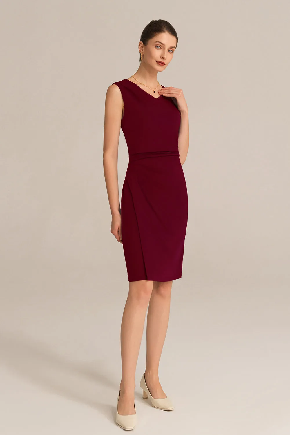 Ruched Bodycon Hips-Wrapped Dress - Red sold by Grace Karin product image thumbnail 4