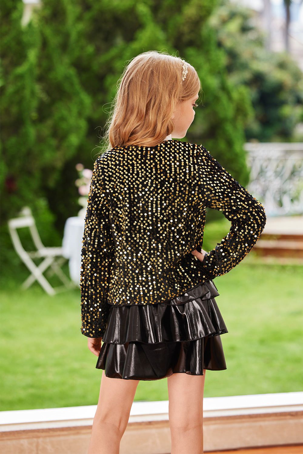 GRACE KARIN Sequined Party Shrug Little Girls Long Sleeve Open Front Bolero sold by Grace Karin product image thumbnail 3