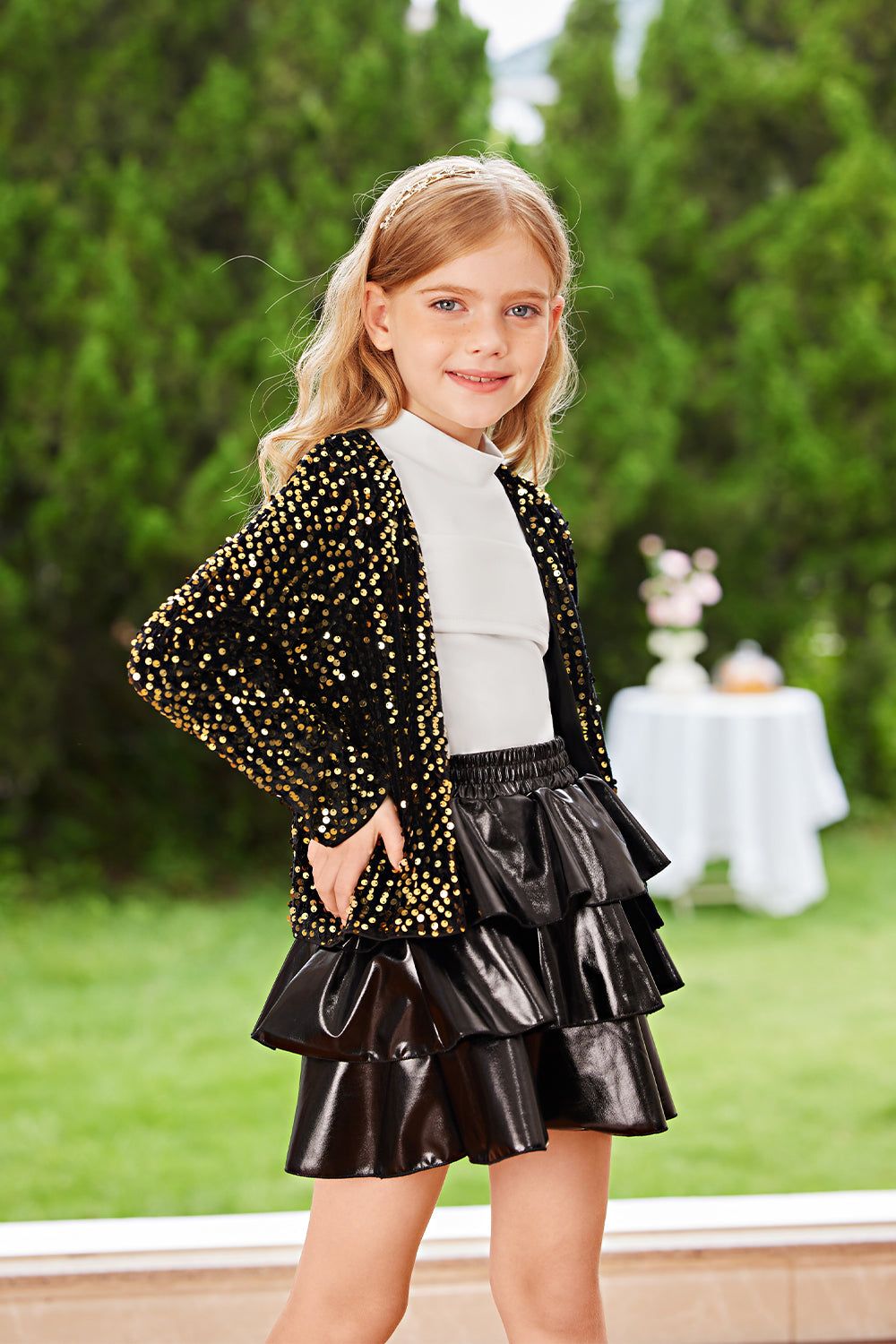 GRACE KARIN Sequined Party Shrug Little Girls Long Sleeve Open Front Bolero sold by Grace Karin product image thumbnail 2