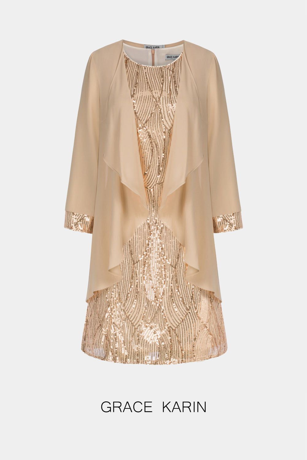 GRACE KARIN 2pcs Set Party Outfits Crew Neck Sequined Dress+Cover-up sold by Grace Karin product image thumbnail 5