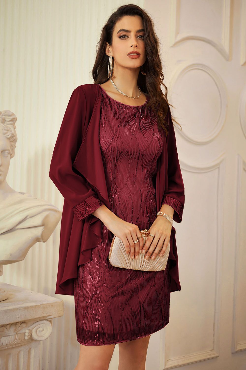 GRACE KARIN 2pcs Set Party Outfits Crew Neck Sequined Dress+Cover-up sold by Grace Karin product image thumbnail 10