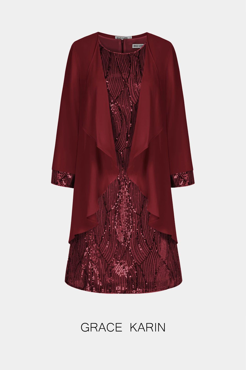 GRACE KARIN 2pcs Set Party Outfits Crew Neck Sequined Dress+Cover-up sold by Grace Karin product image thumbnail 11
