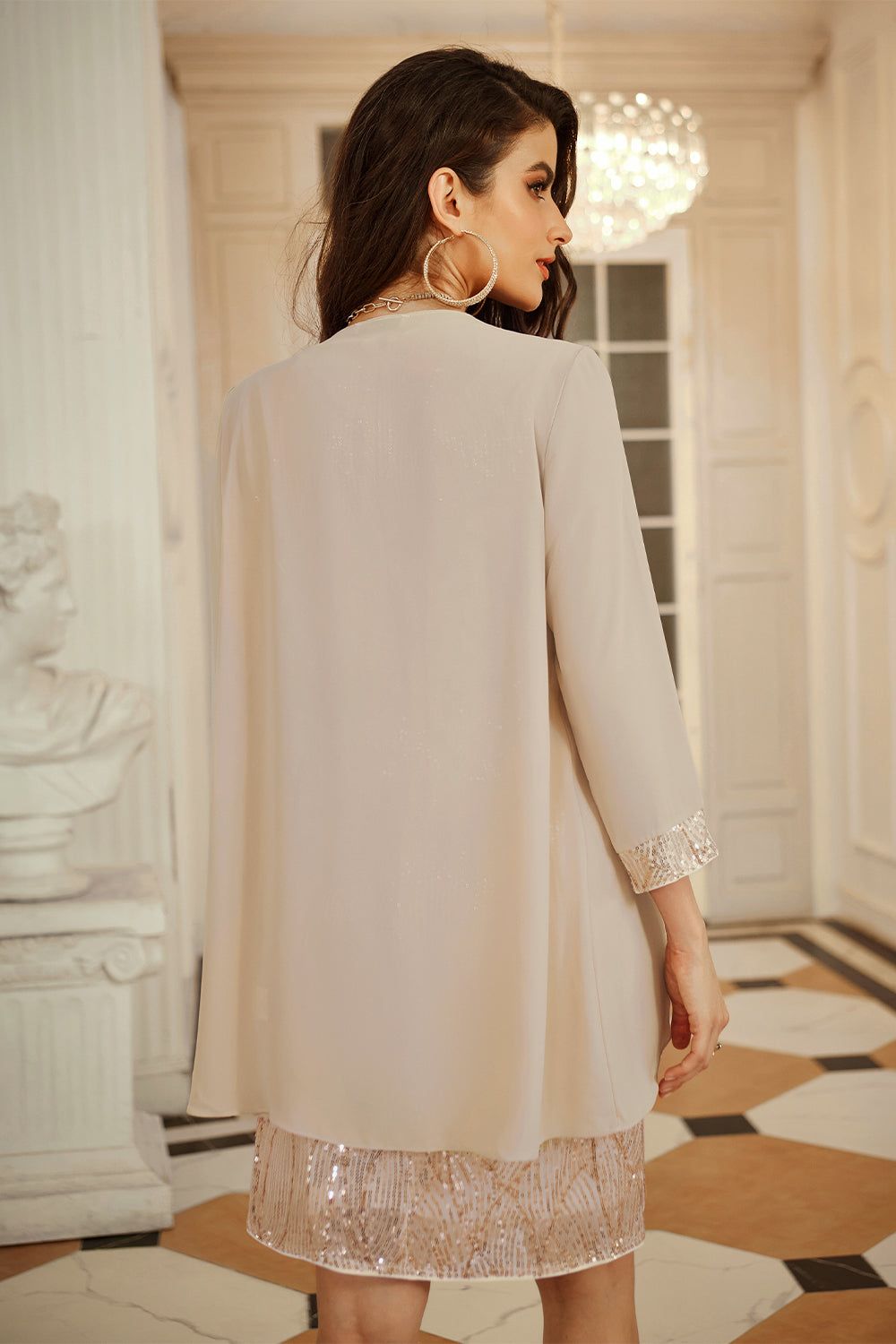 GRACE KARIN 2pcs Set Party Outfits Crew Neck Sequined Dress+Cover-up sold by Grace Karin product image thumbnail 4