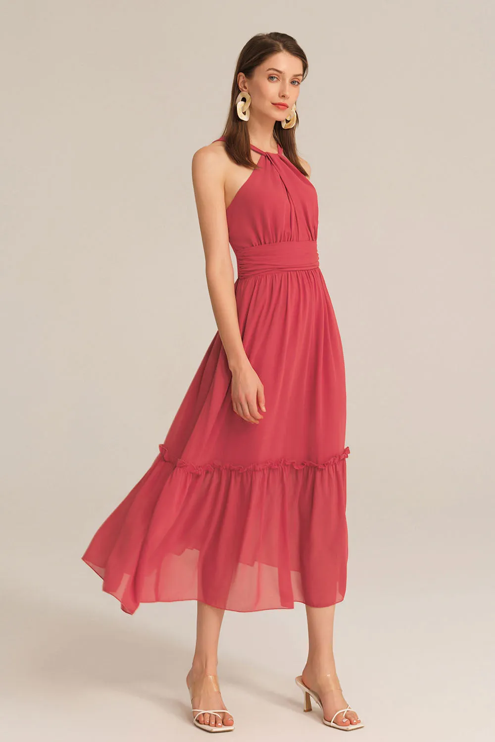 Ruched Halterneck Flared A-Line Dress - Red sold by Grace Karin product image thumbnail 2