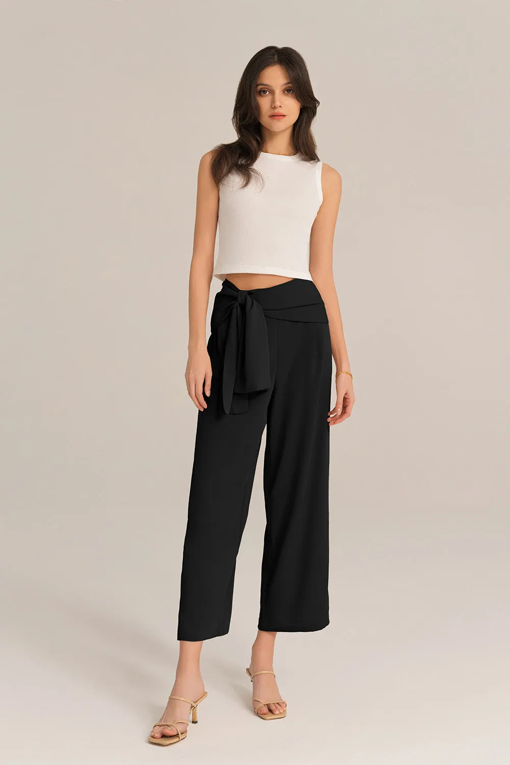 Straight-Legged OL Elastic Waist Ankle Length Pants - Black sold by Grace Karin product image thumbnail 4