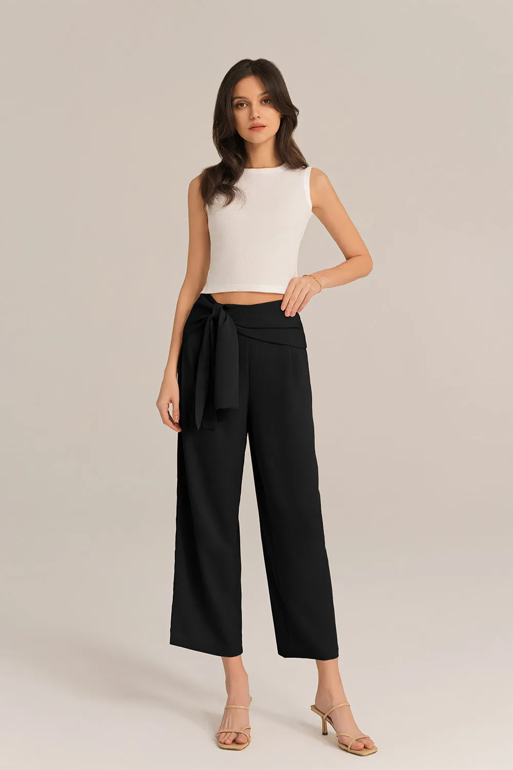 Straight-Legged OL Elastic Waist Ankle Length Pants - Black sold by Grace Karin product image thumbnail 3