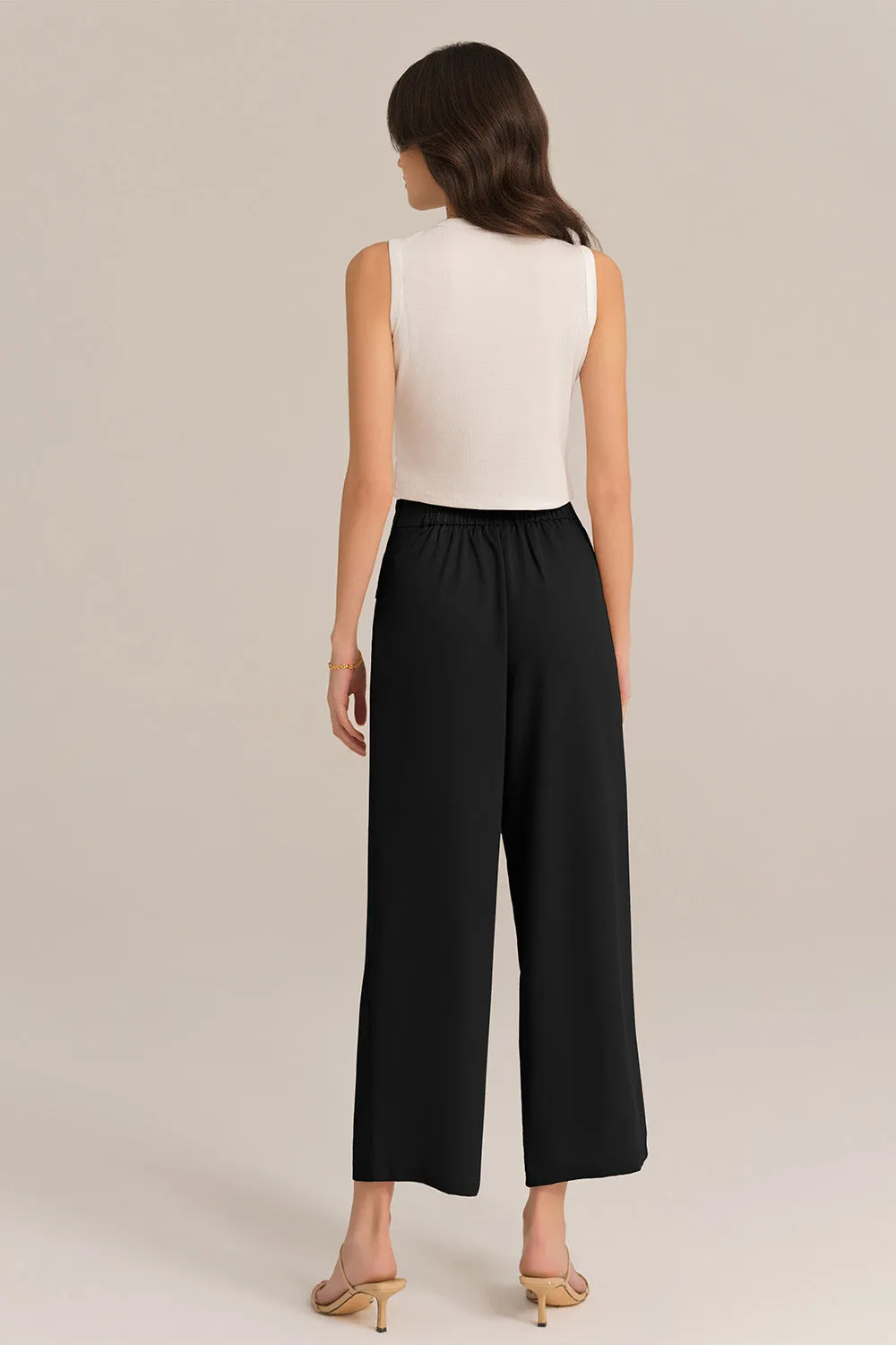 Straight-Legged OL Elastic Waist Ankle Length Pants - Black sold by Grace Karin product image thumbnail 5
