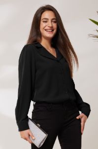 GRACE KARIN Lapel Collar Puffed Long Sleeve Button-up Blouse sold by Grace Karin