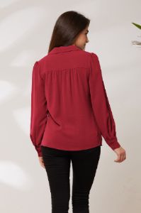 GRACE KARIN Lapel Collar Puffed Long Sleeve Button-up Blouse sold by Grace Karin
