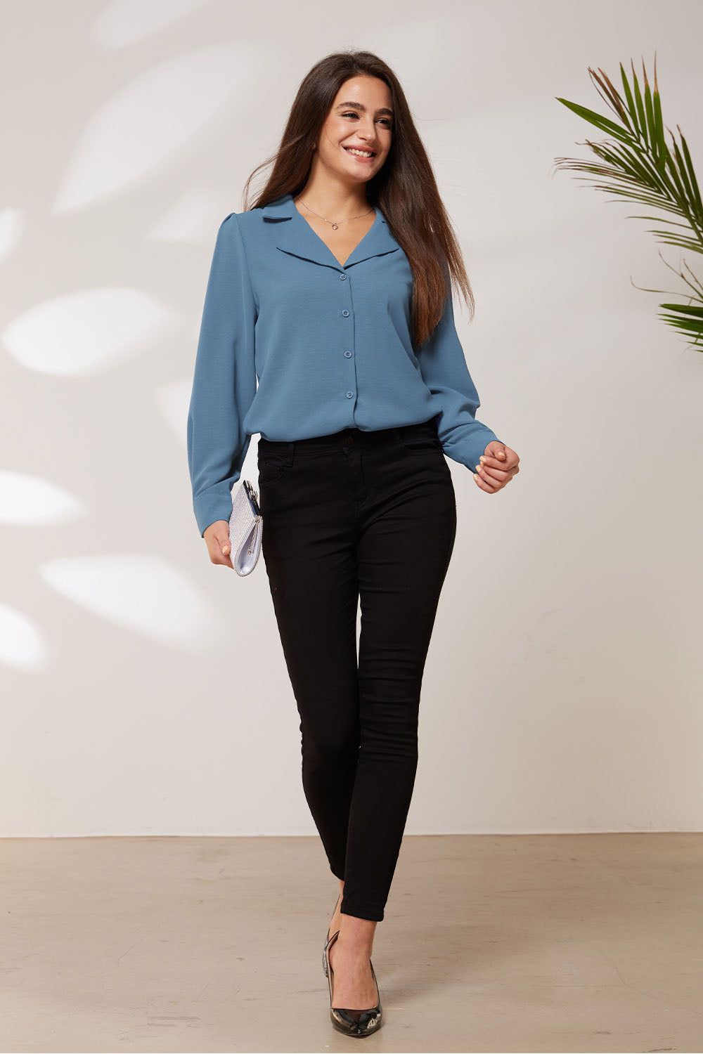 GRACE KARIN Lapel Collar Puffed Long Sleeve Button-up Blouse sold by Grace Karin