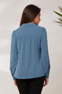 GRACE KARIN Lapel Collar Puffed Long Sleeve Button-up Blouse sold by Grace Karin