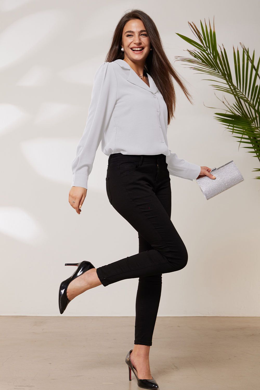 GRACE KARIN Lapel Collar Puffed Long Sleeve Button-up Blouse sold by Grace Karin product image thumbnail 13