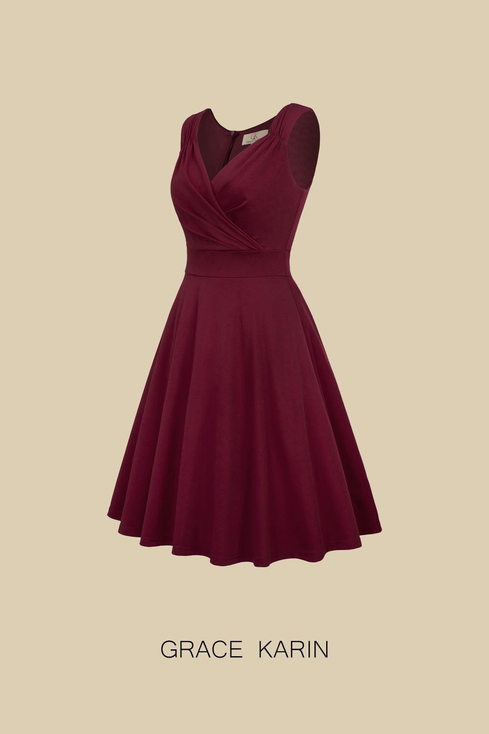 GRACE KARIN Sleeveless V-Neck Flared A-Line Dress sold by Grace Karin product image thumbnail 4