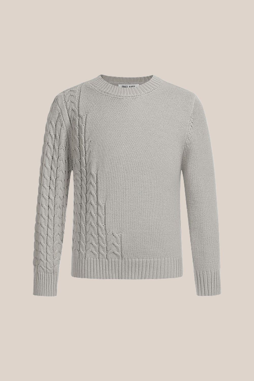 GRACE KARIN Kids Textured Sweater Little Boys Crew Neck Ribbed Cuff Knitwear sold by Grace Karin