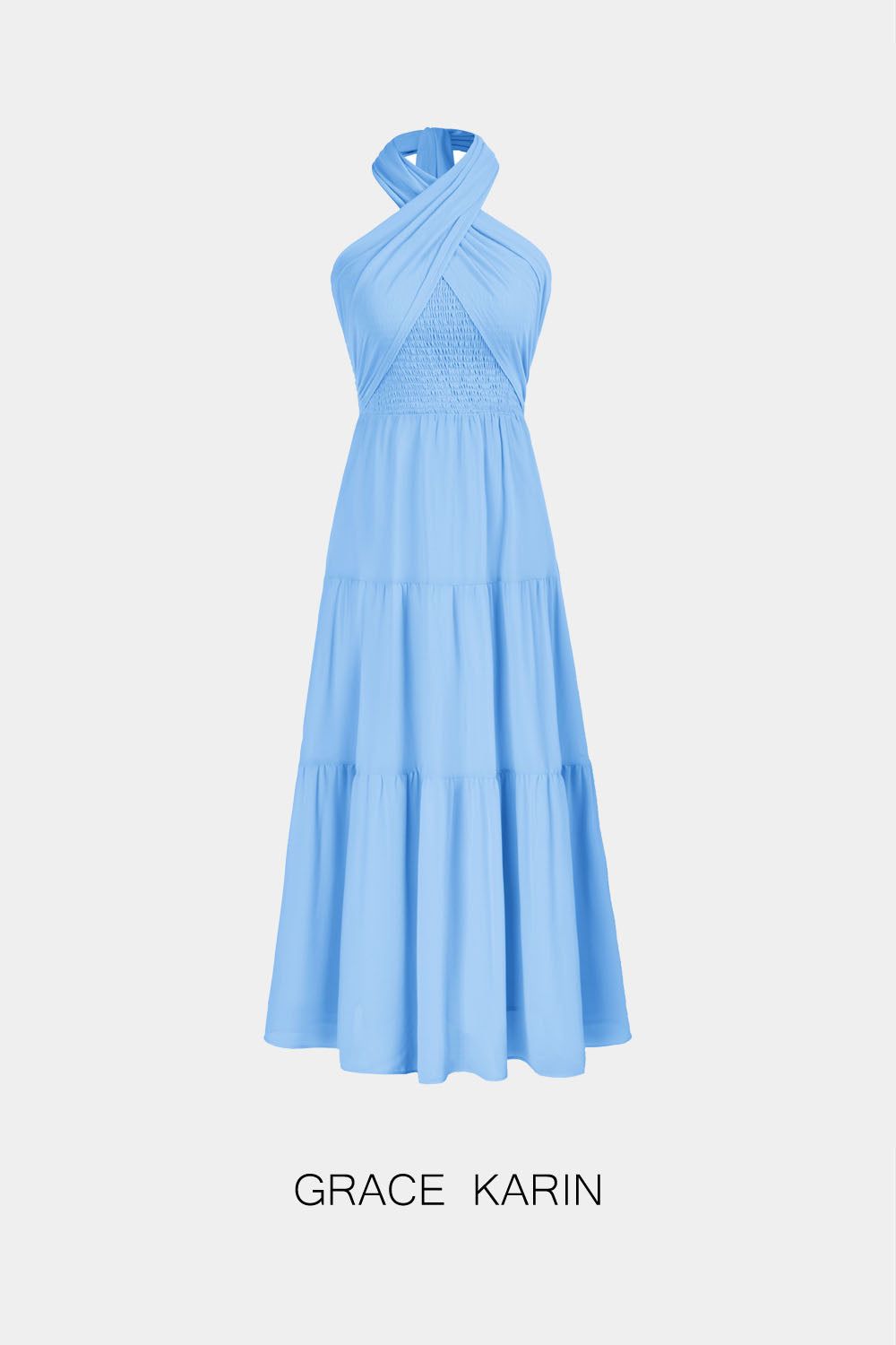 GRACE KARIN Two-Way Strapless/Halter Tiered Flared A-Line Dress sold by Grace Karin product image thumbnail 3