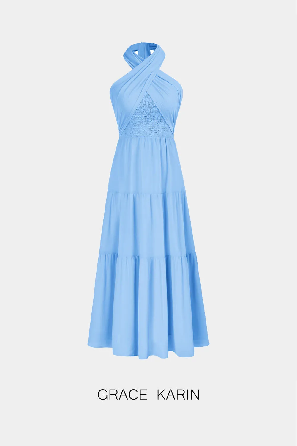 GRACE KARIN Two-Way Strapless/Halter Tiered Flared A-Line Dress sold by Grace Karin product image thumbnail 5