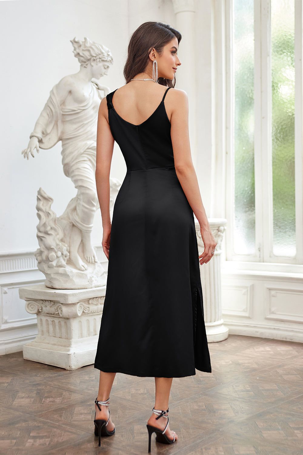 GRACE KARIN Side Slit Party Dress Asymmetric Shoulder V-Neck A-Line Midi Dress sold by Grace Karin product image thumbnail 5