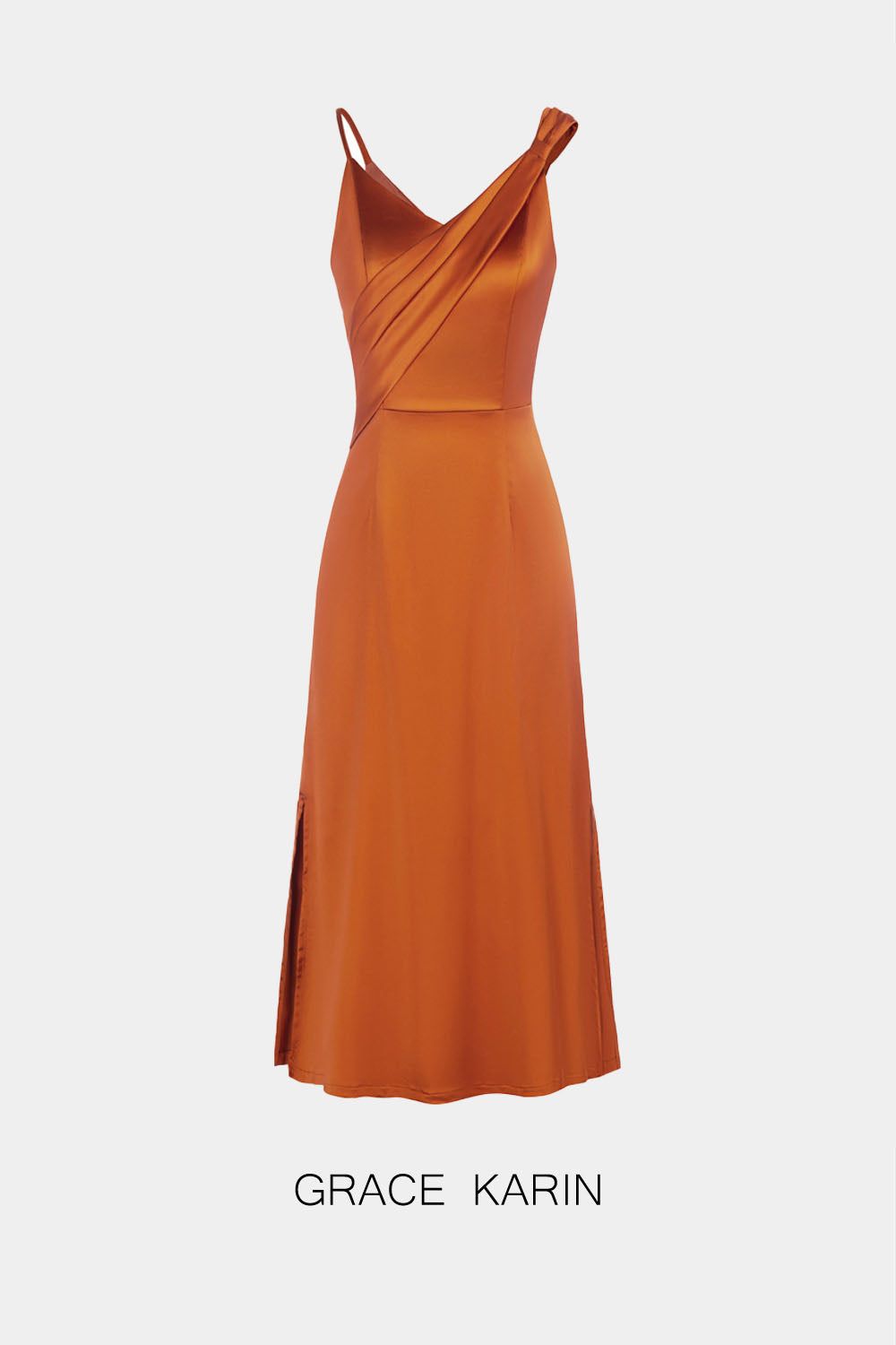 GRACE KARIN Side Slit Party Dress Asymmetric Shoulder V-Neck A-Line Midi Dress sold by Grace Karin product image thumbnail 4