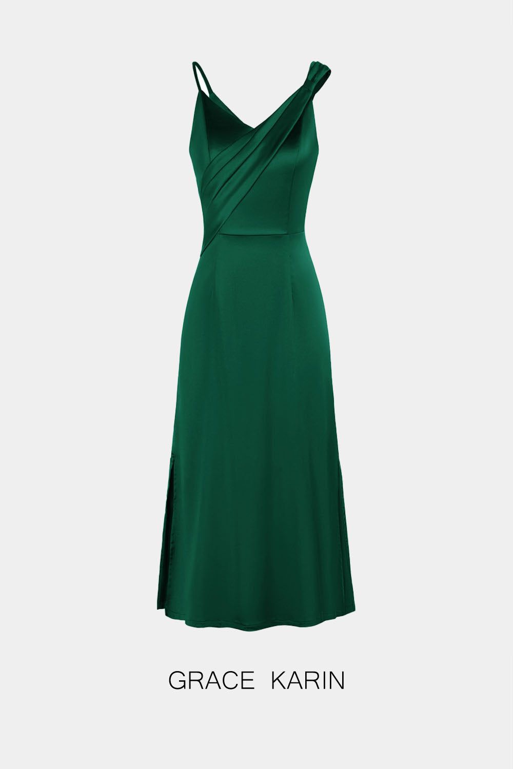 GRACE KARIN Side Slit Party Dress Asymmetric Shoulder V-Neck A-Line Midi Dress sold by Grace Karin product image thumbnail 7