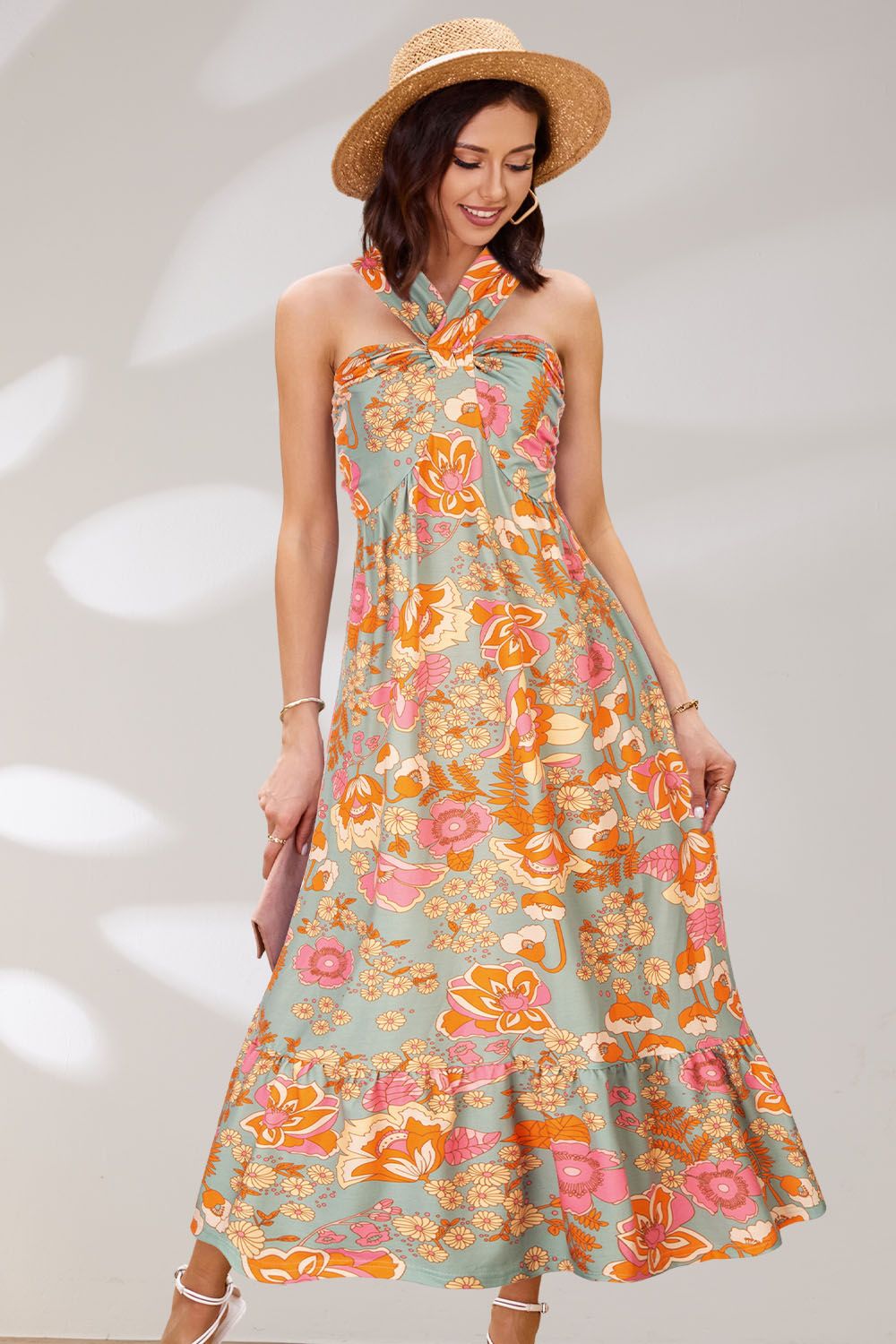 GRACE KARIN Halterneck Ruched Bodice Tiered A-Line Dress sold by Grace Karin product image thumbnail 2