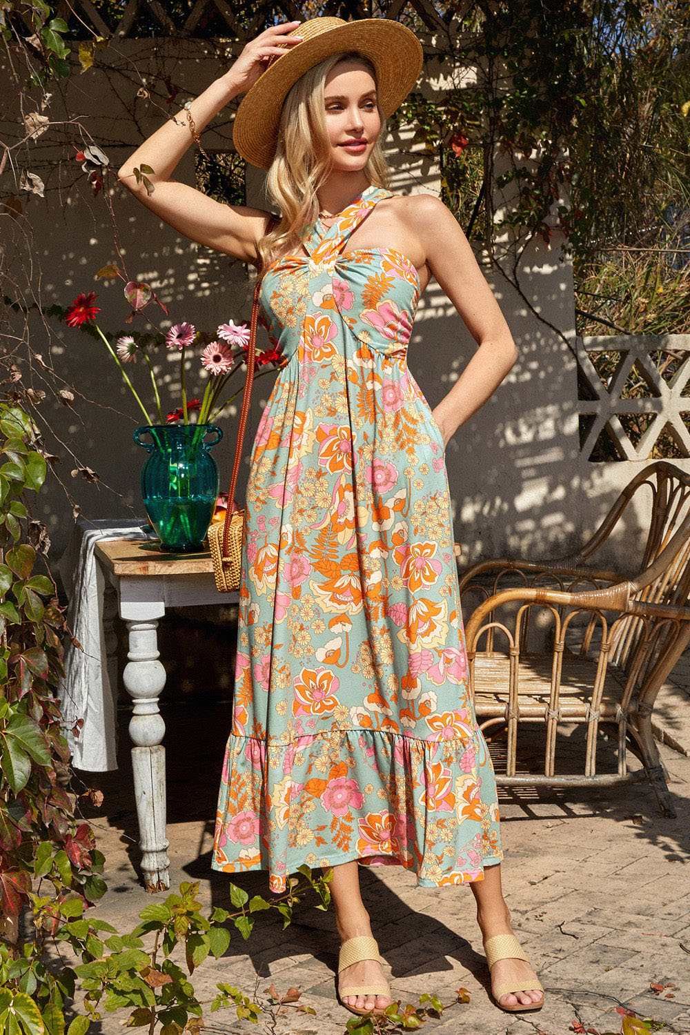 GRACE KARIN Halterneck Ruched Bodice Tiered A-Line Dress sold by Grace Karin product image thumbnail 4