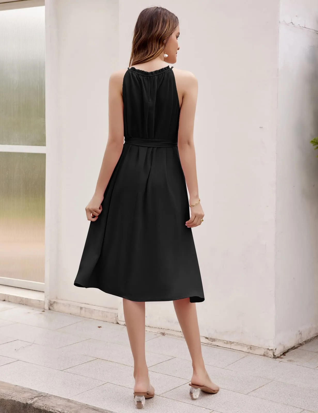 GRACE KARIN Halterneck A-Line Dress with Belt sold by Grace Karin product image thumbnail 3