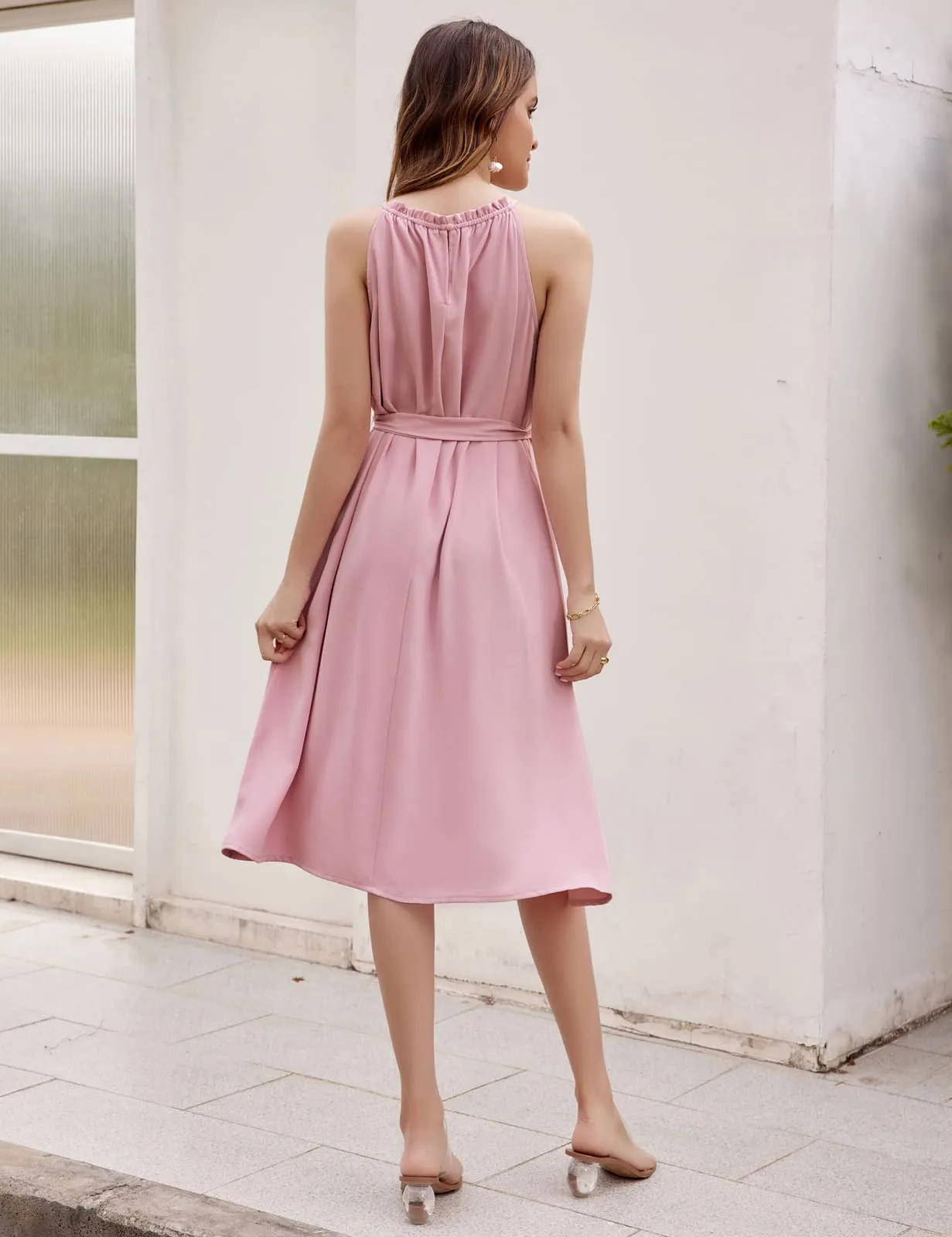 GRACE KARIN Halterneck A-Line Dress with Belt sold by Grace Karin product image thumbnail 4