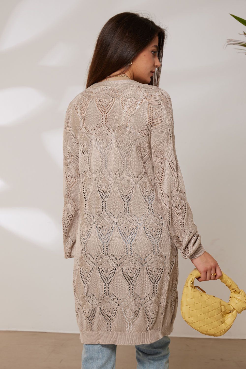 GRACE KARIN Hollowed-out Textured Cardigan Long Sleeve V-Neck Mid-Thigh Sweater sold by Grace Karin product image thumbnail 10