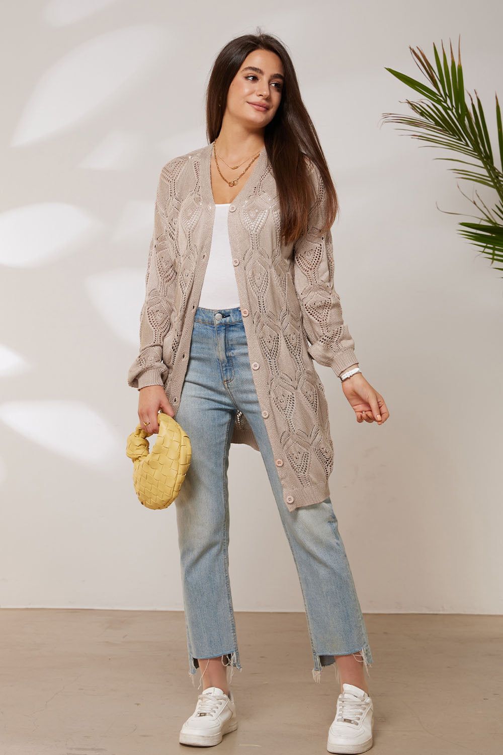 GRACE KARIN Hollowed-out Textured Cardigan Long Sleeve V-Neck Mid-Thigh Sweater sold by Grace Karin product image thumbnail 8