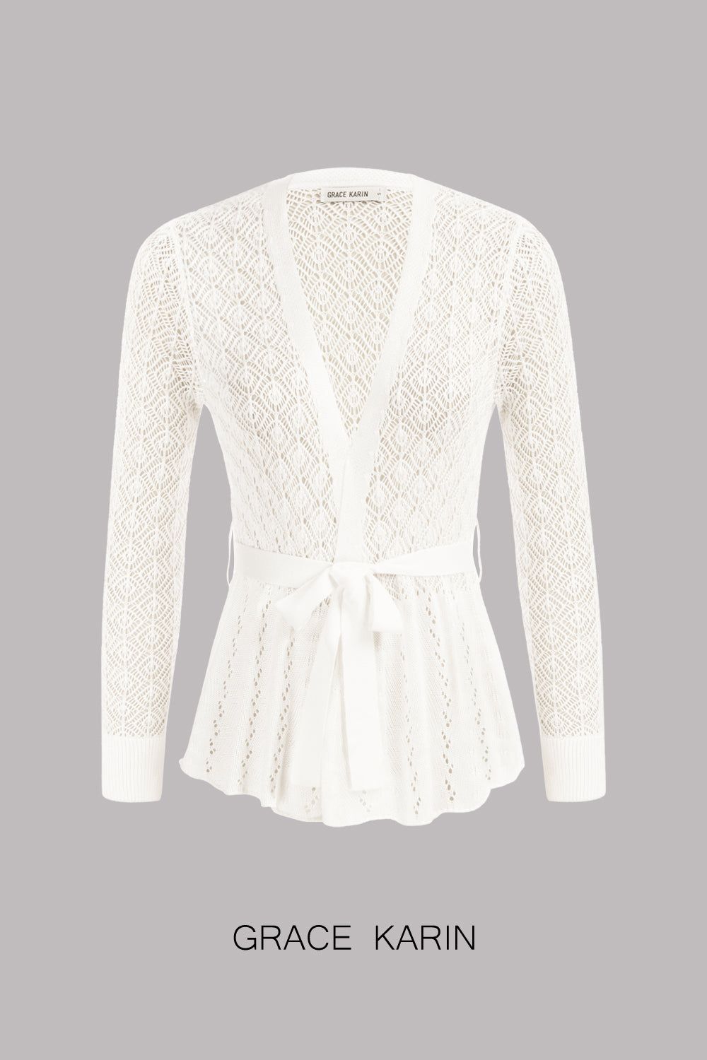 GRACE KARIN Women Hollowed-out Cardigan with Belt Long Sleeve Open Front Knitwear sold by Grace Karin product image thumbnail 13