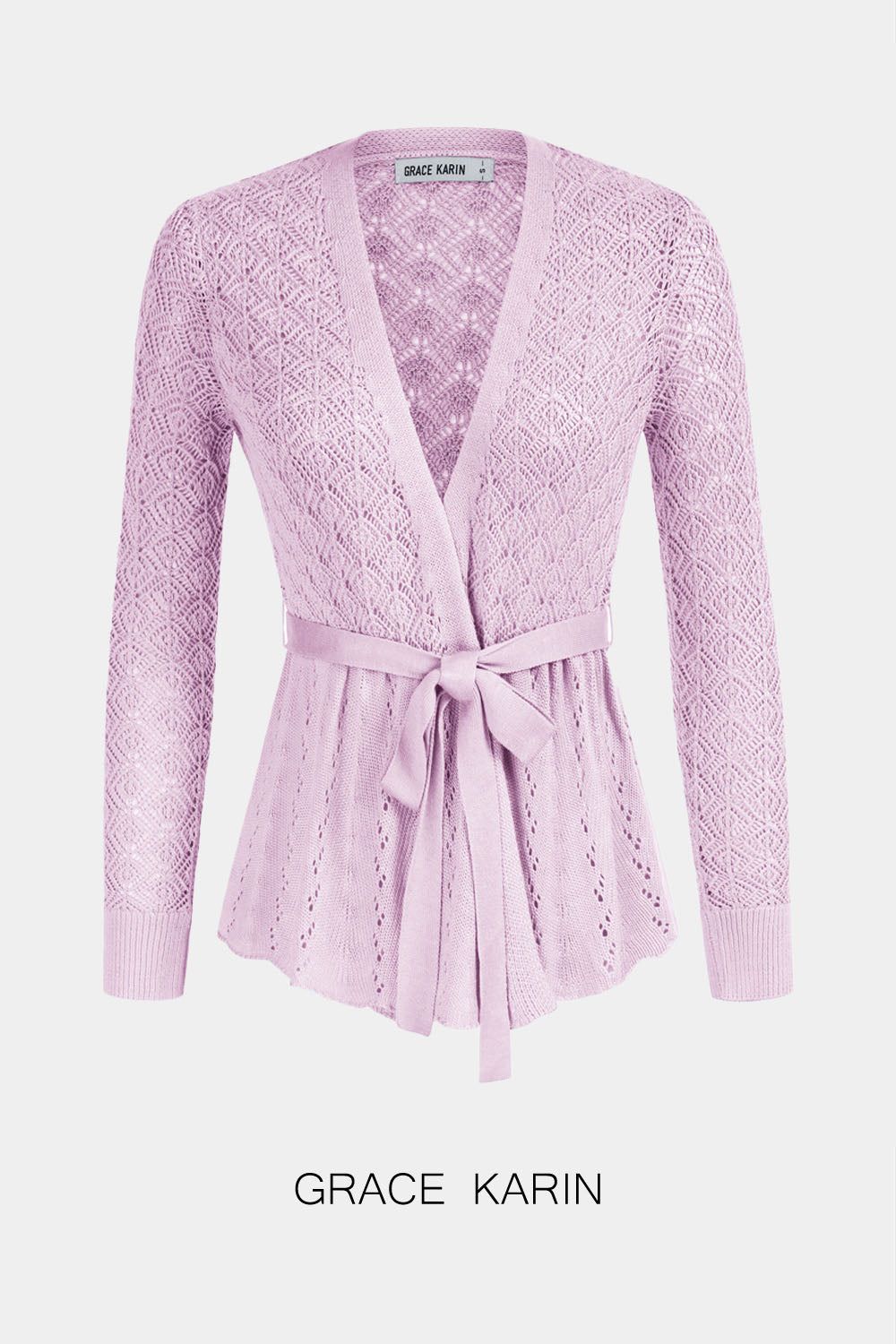 GRACE KARIN Women Hollowed-out Cardigan with Belt Long Sleeve Open Front Knitwear sold by Grace Karin product image thumbnail 9