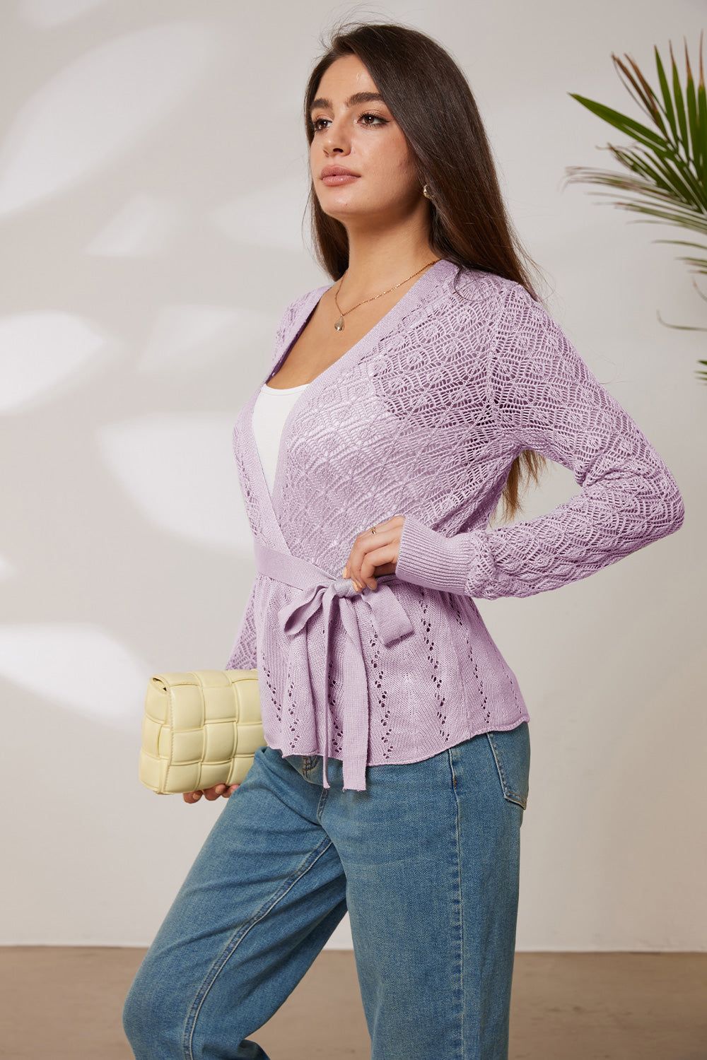 GRACE KARIN Women Hollowed-out Cardigan with Belt Long Sleeve Open Front Knitwear sold by Grace Karin product image thumbnail 8
