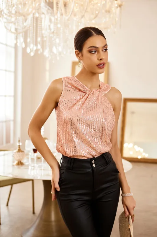 Sara mallika◆24AW/SPARKLE SEQUINS EMB TOPS/トップス/FREE/ナイロン/BLK// Sara Sequin Top - Black | Parallel