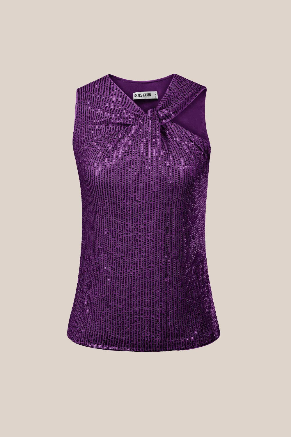 GK Women Sequined Party Tops Sleeveless Knotted Neck Pullover Tops sold by Grace Karin product image thumbnail 5