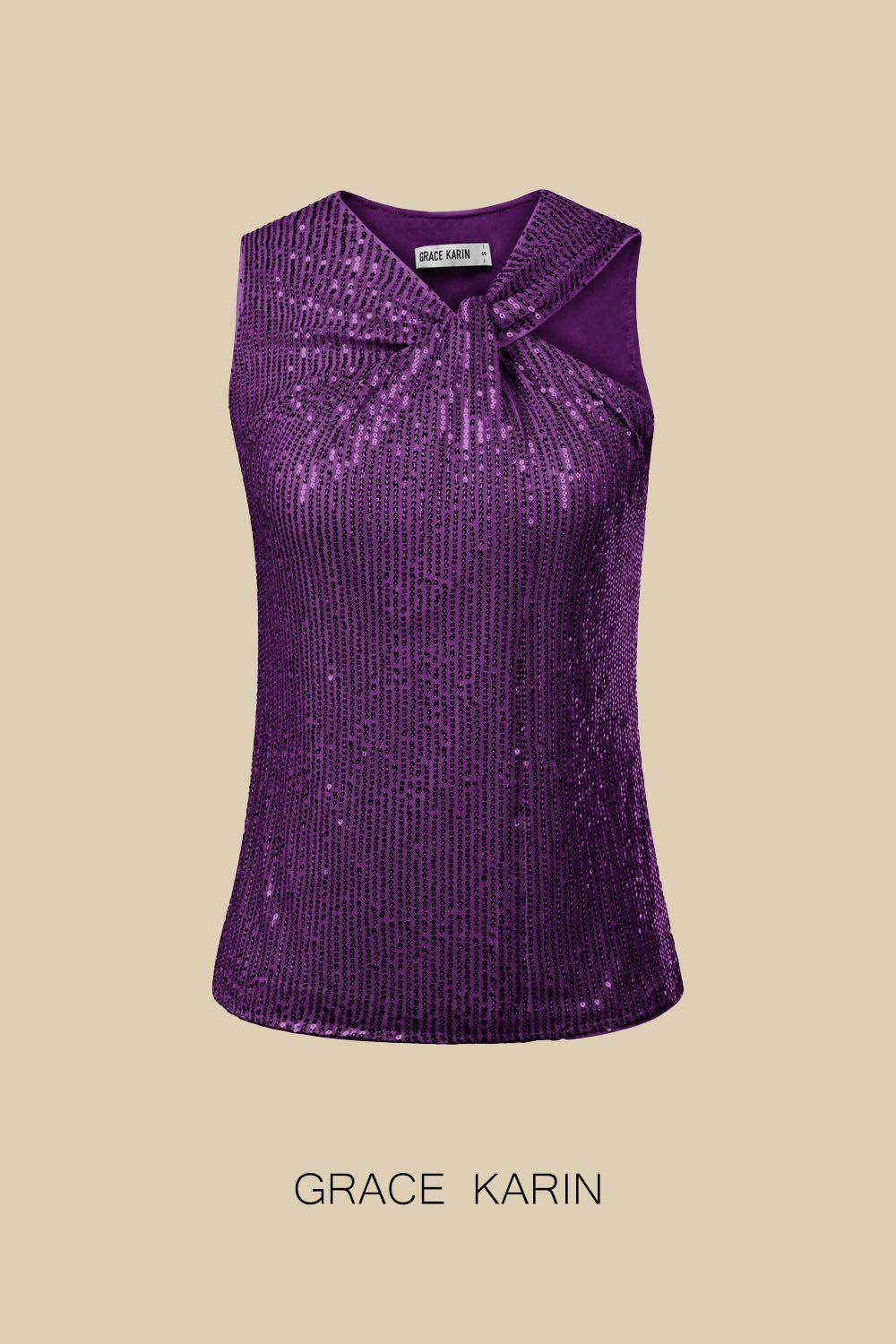 GK Women Sequined Party Tops Sleeveless Knotted Neck Pullover Tops sold by Grace Karin product image thumbnail 6