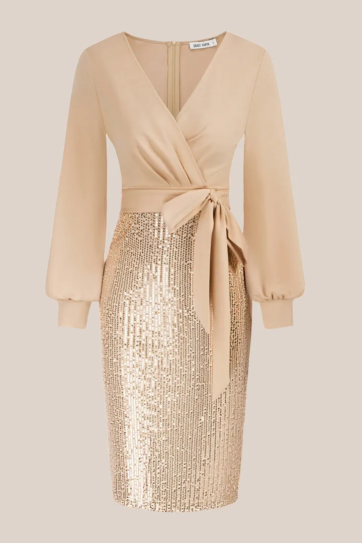 Sequin Long Sleeve Elegant Cocktail Party Dresses - Cold sold by Grace Karin