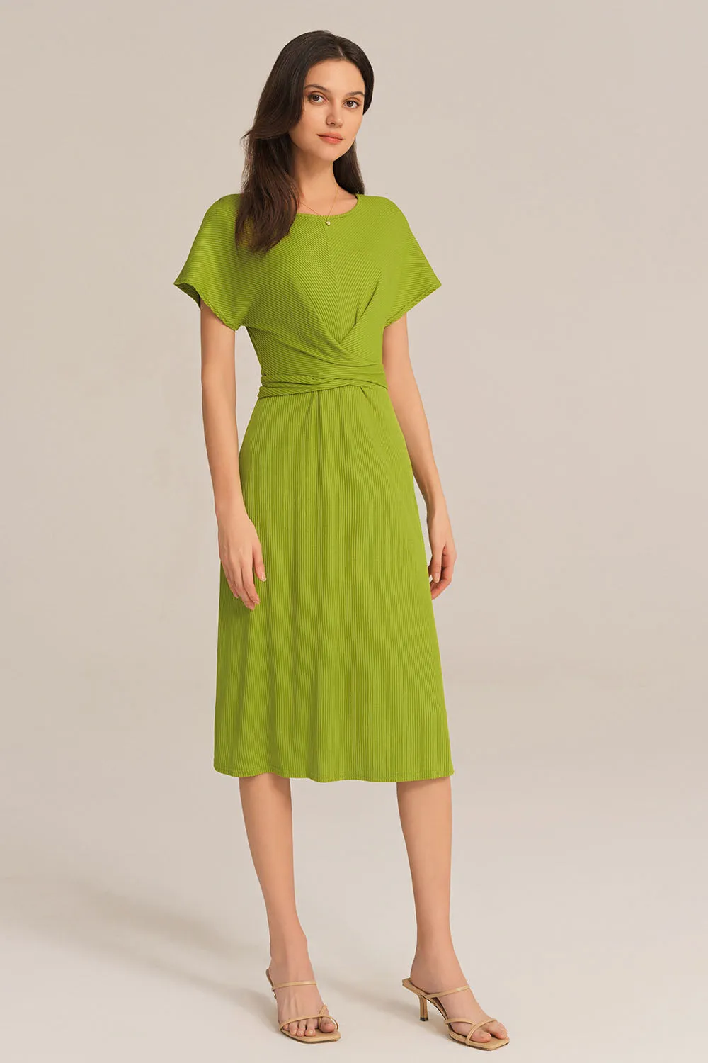 Short Sleeve Round Neck Belted A-Line Dress - Green sold by Grace Karin product image thumbnail 5