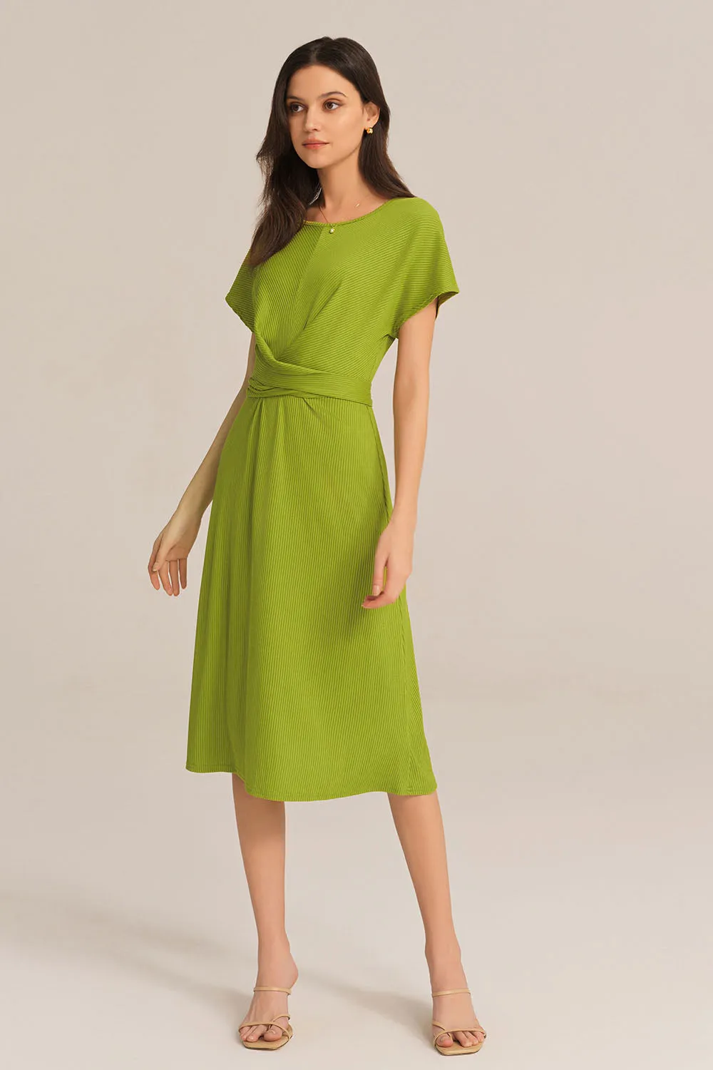 Short Sleeve Round Neck Belted A-Line Dress - Green sold by Grace Karin product image thumbnail 4