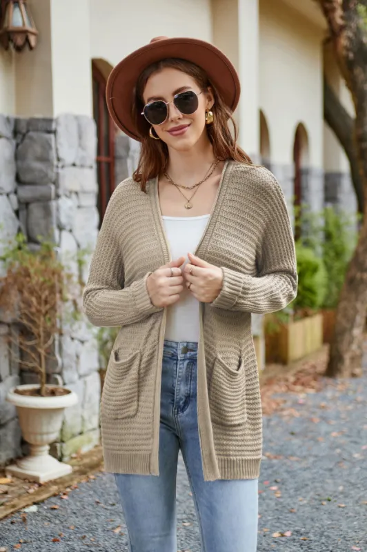 GK Women Hollowed-out Cardigan Long Raglan Sleeve Open Front Sweater made by Grace Karin