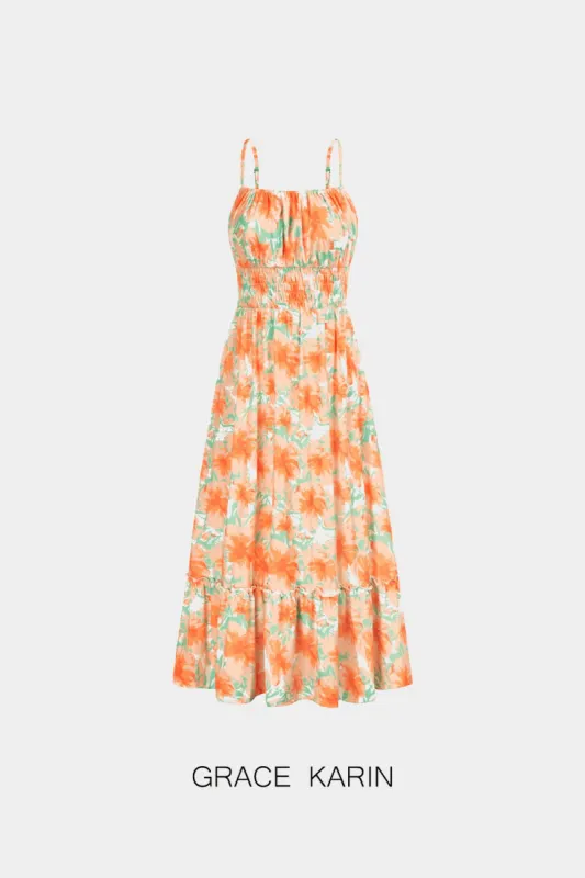 GK  Maxi Cami-Dress Spaghetti Straps Ruched Bodice sold by Grace Karin