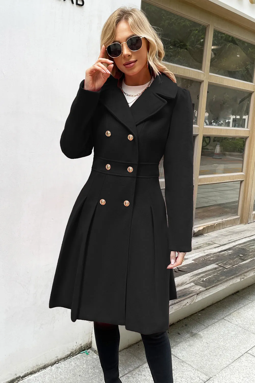 GK Women Double Breasted Overcoat Above Knee Pleated A-Line Wool Blends Coat sold by Grace Karin product image thumbnail 3