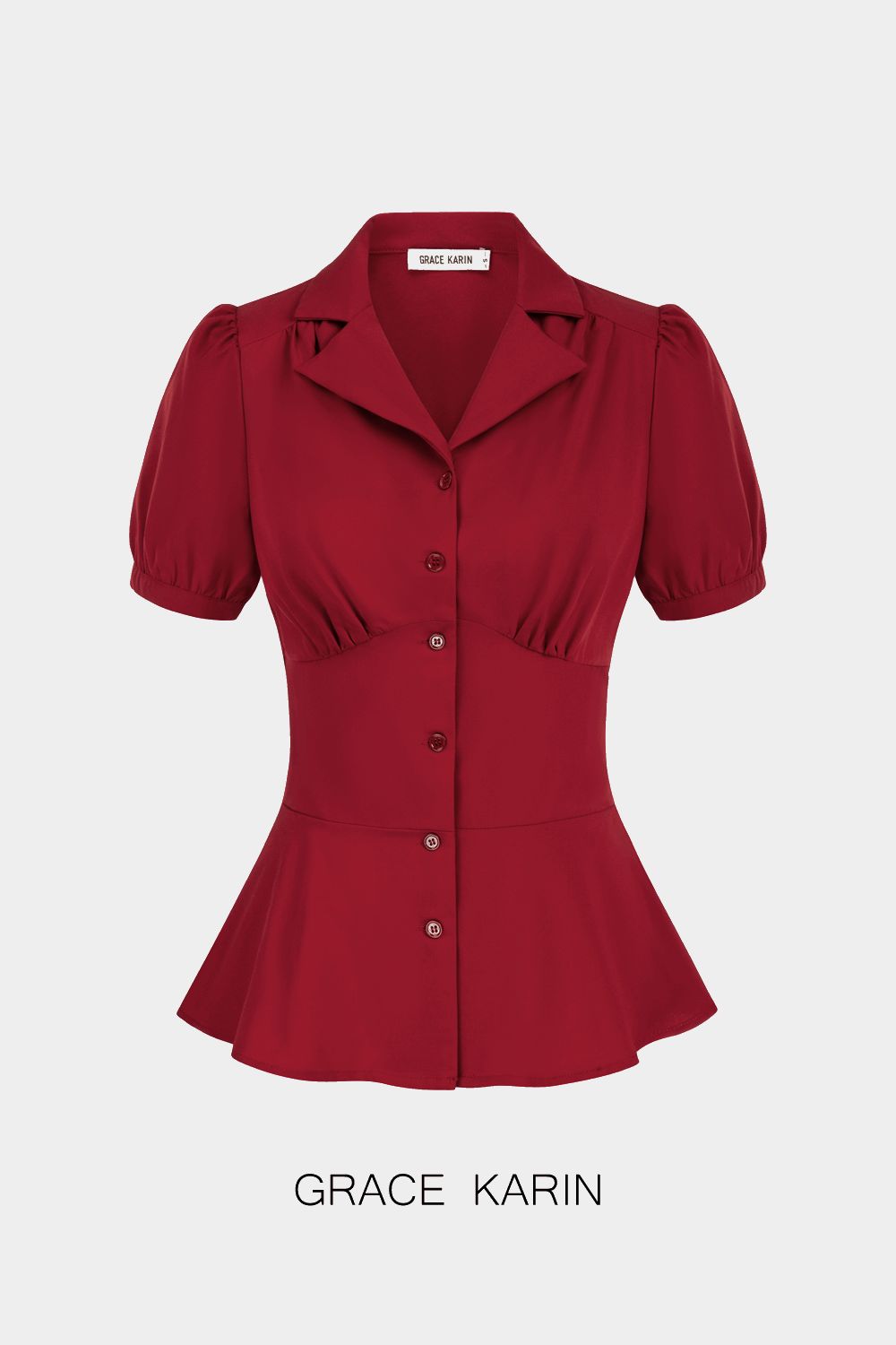 【$19.99 Flash Sale!】GRACE KARIN lapel with bubble short sleeves shirt sold by Grace Karin product image thumbnail 3