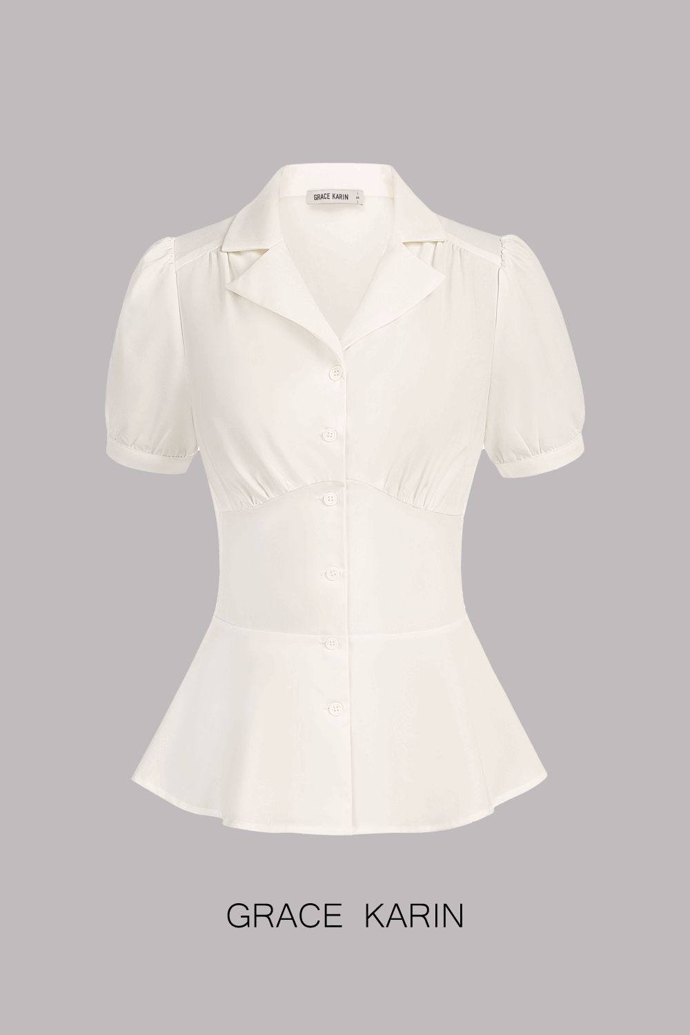 【$19.99 Flash Sale!】GRACE KARIN lapel with bubble short sleeves shirt sold by Grace Karin product image thumbnail 2