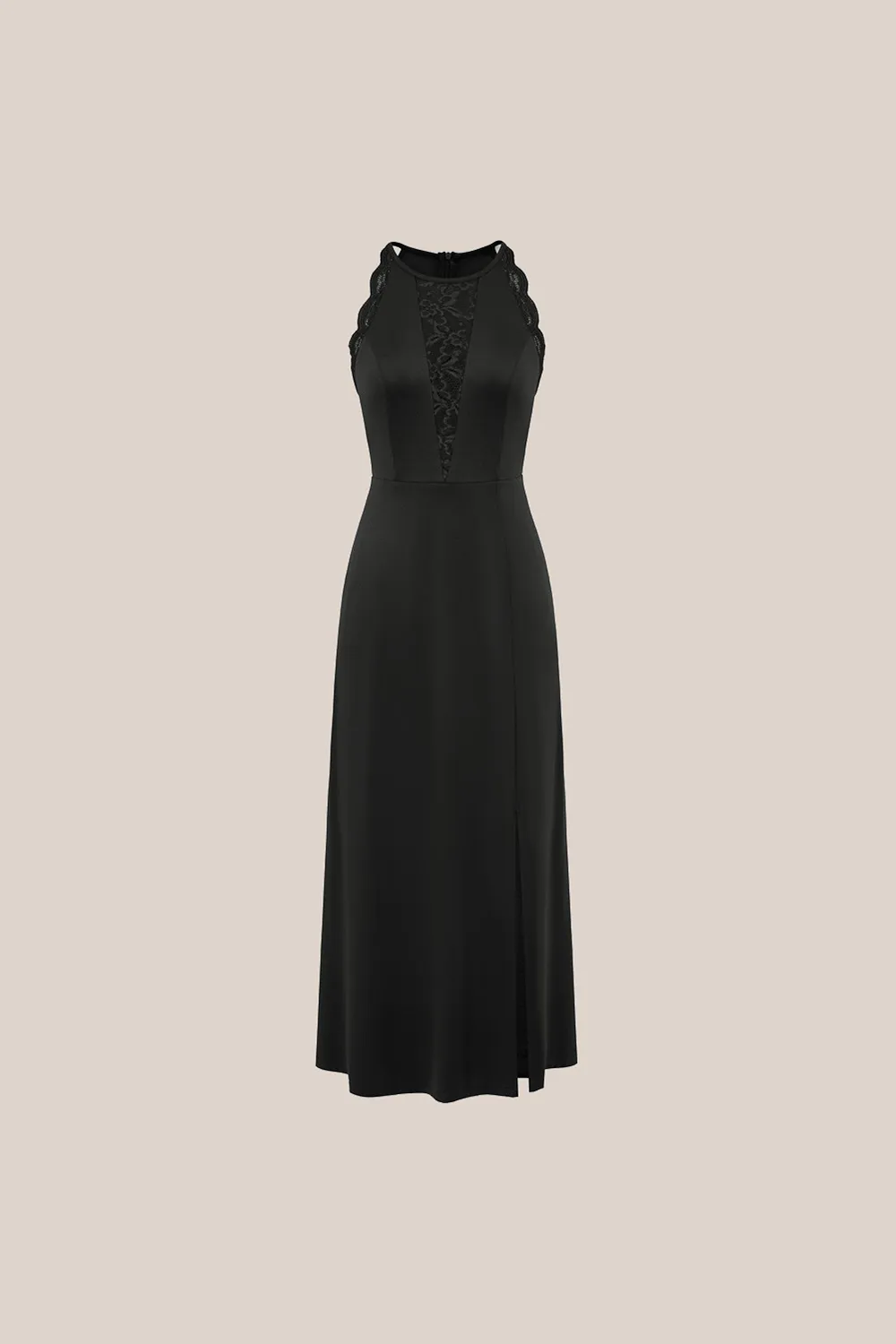 Lace Patchwork Halterneck Front Slit Party Maxi Dress - Black sold by Grace Karin product image thumbnail 2