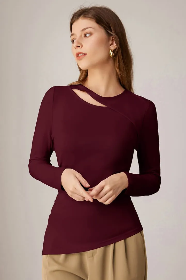 Casual Crewneck Cutout Ruched Slit Long Sleeve Tops sold by Grace Karin product image thumbnail 4