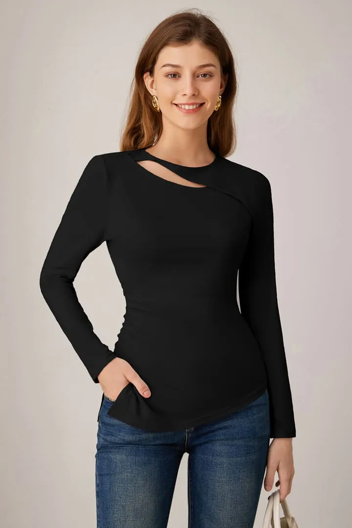 Casual Crewneck Cutout Ruched Slit Long Sleeve Tops sold by Grace Karin product image thumbnail 2