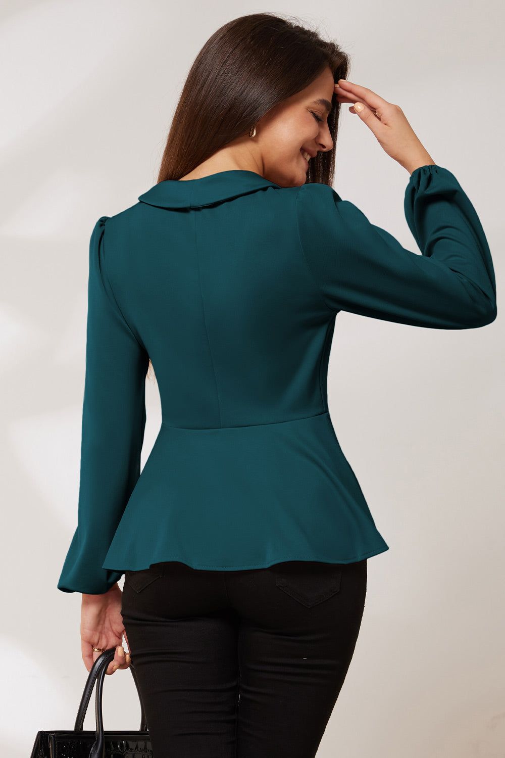 GRACE KARIN Shawl Lapel OL Irregular Wrap Hem Tops sold by Grace Karin product image thumbnail 5